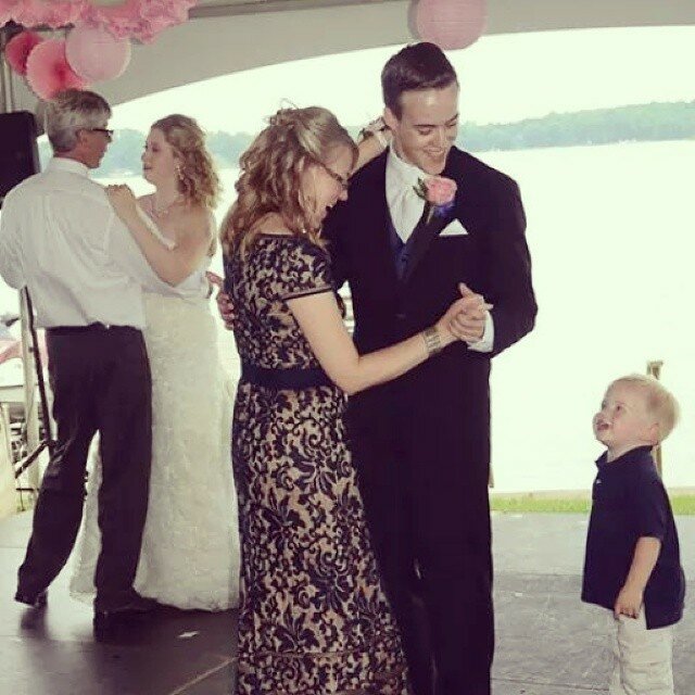 Dancing with my oldest son on his wedding day. My youngest son wanted to cut in.