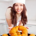 woman baking bread